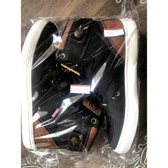 Men's Levis 501 Denim and Leather High Top Sneakers- sz 10.5 - Picture 10 of 12